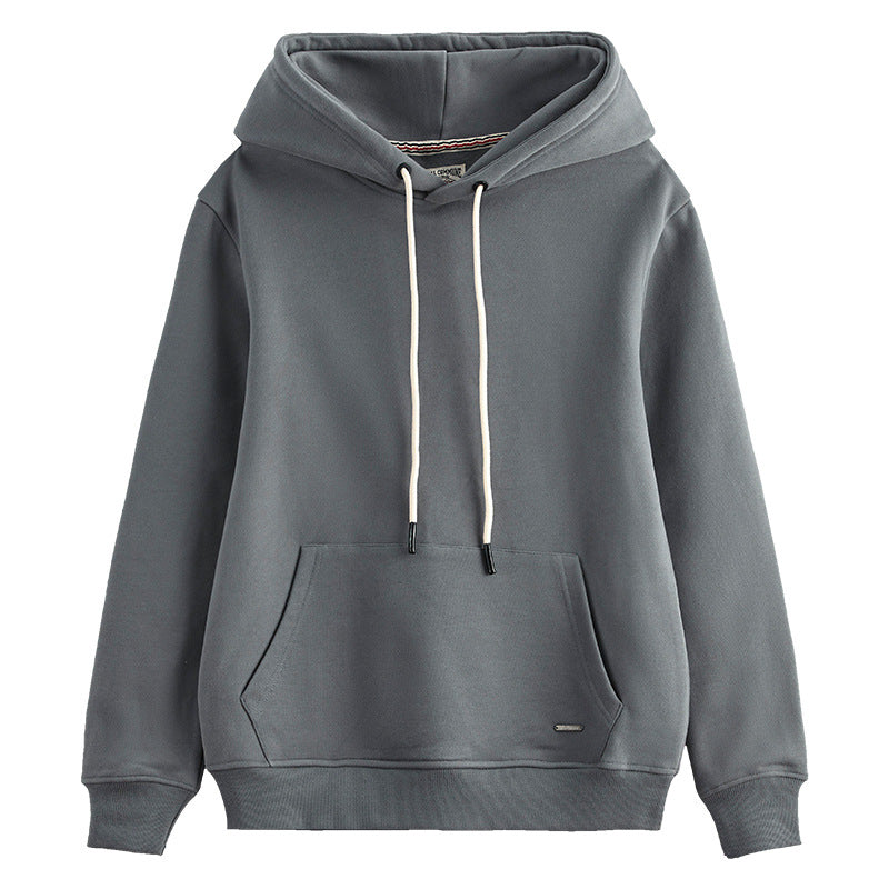Hzori 470G Autumn and Winter Heavy and Thick Fleece-Lined Thickened Solid Color Retro Hooded Men and Women Couple Sweater Fashion