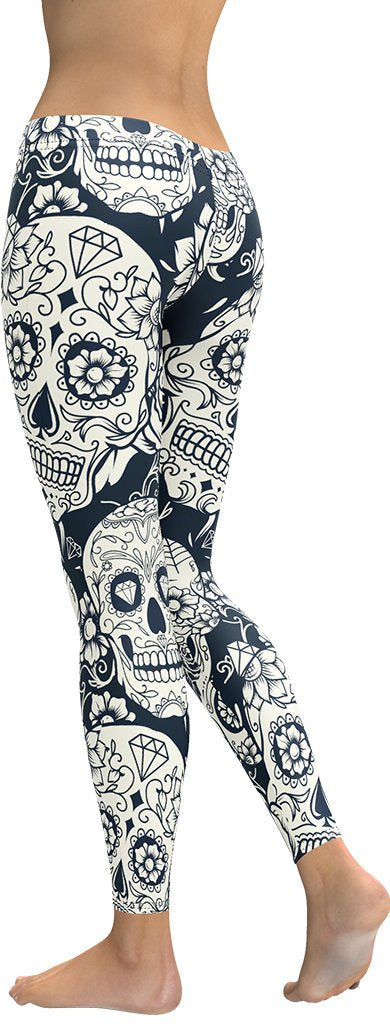 HZORI® | NAVY BLUE SKULL LEGGINGS