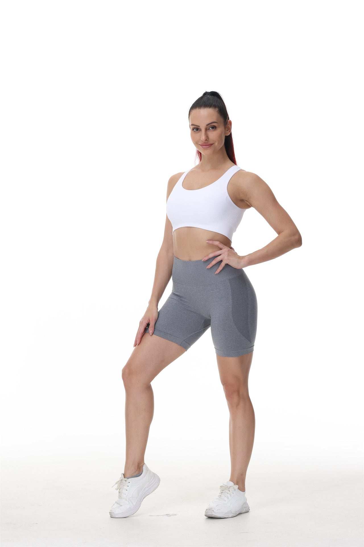 Hzori Hip Smiley Face Hip Pants Side Crescent Fitness Shorts Three-Point Smile Pants Yoga Shorts