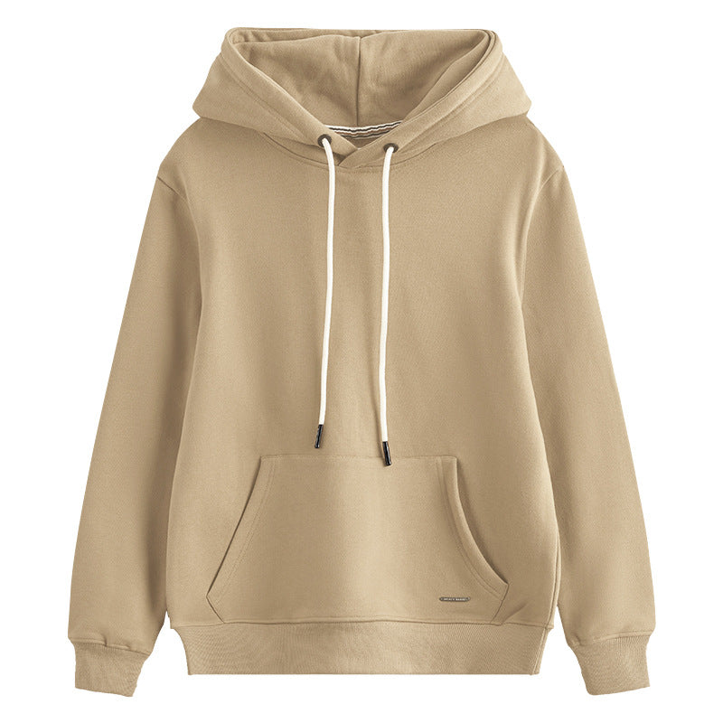 Hzori 470G Autumn and Winter Heavy and Thick Fleece-Lined Thickened Solid Color Retro Hooded Men and Women Couple Sweater Fashion