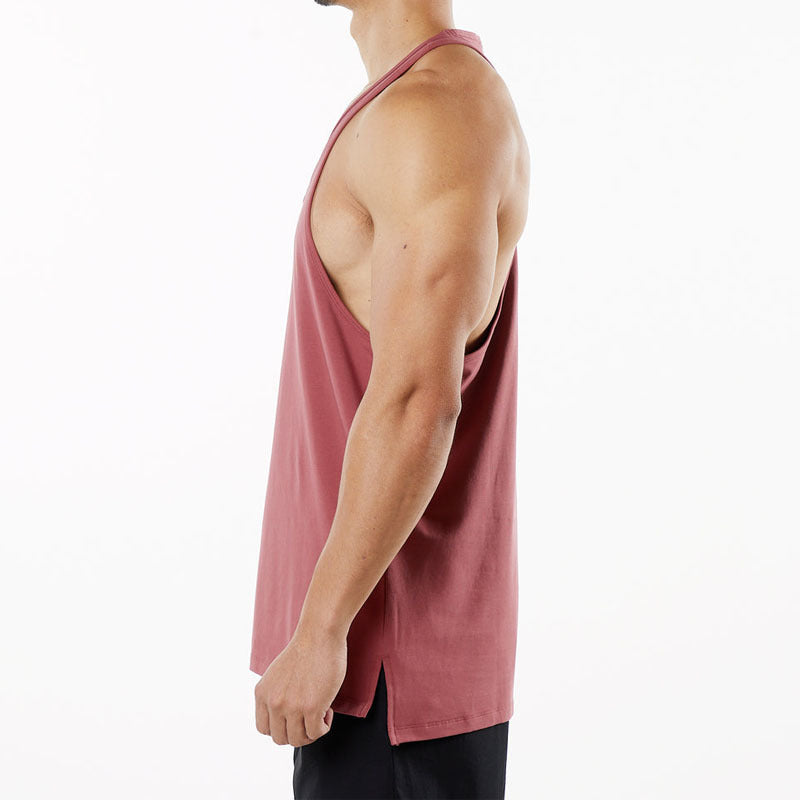 Hzori New Muscle Workout round Neck Vest Cotton Men's Sports Leisure plus Size Breathable I-Shaped Vest Summer