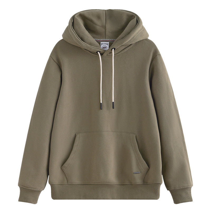 Hzori 470G Autumn and Winter Heavy and Thick Fleece-Lined Thickened Solid Color Retro Hooded Men and Women Couple Sweater Fashion