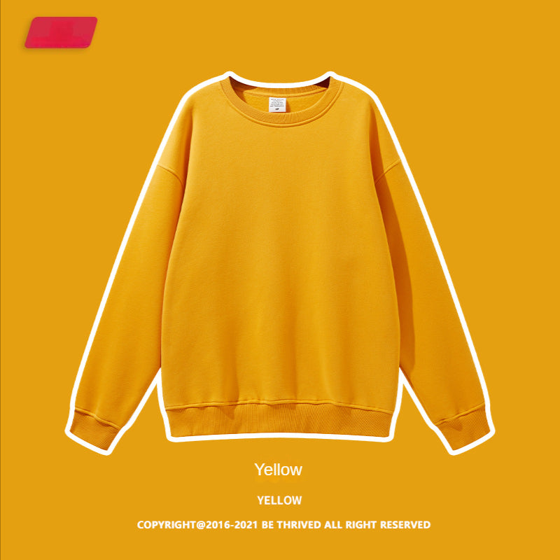 Hzori 2023 Autumn and Winter New Fashion Brand Casual Loose 345G Velvet Solid Color round Neck Men's Sweater