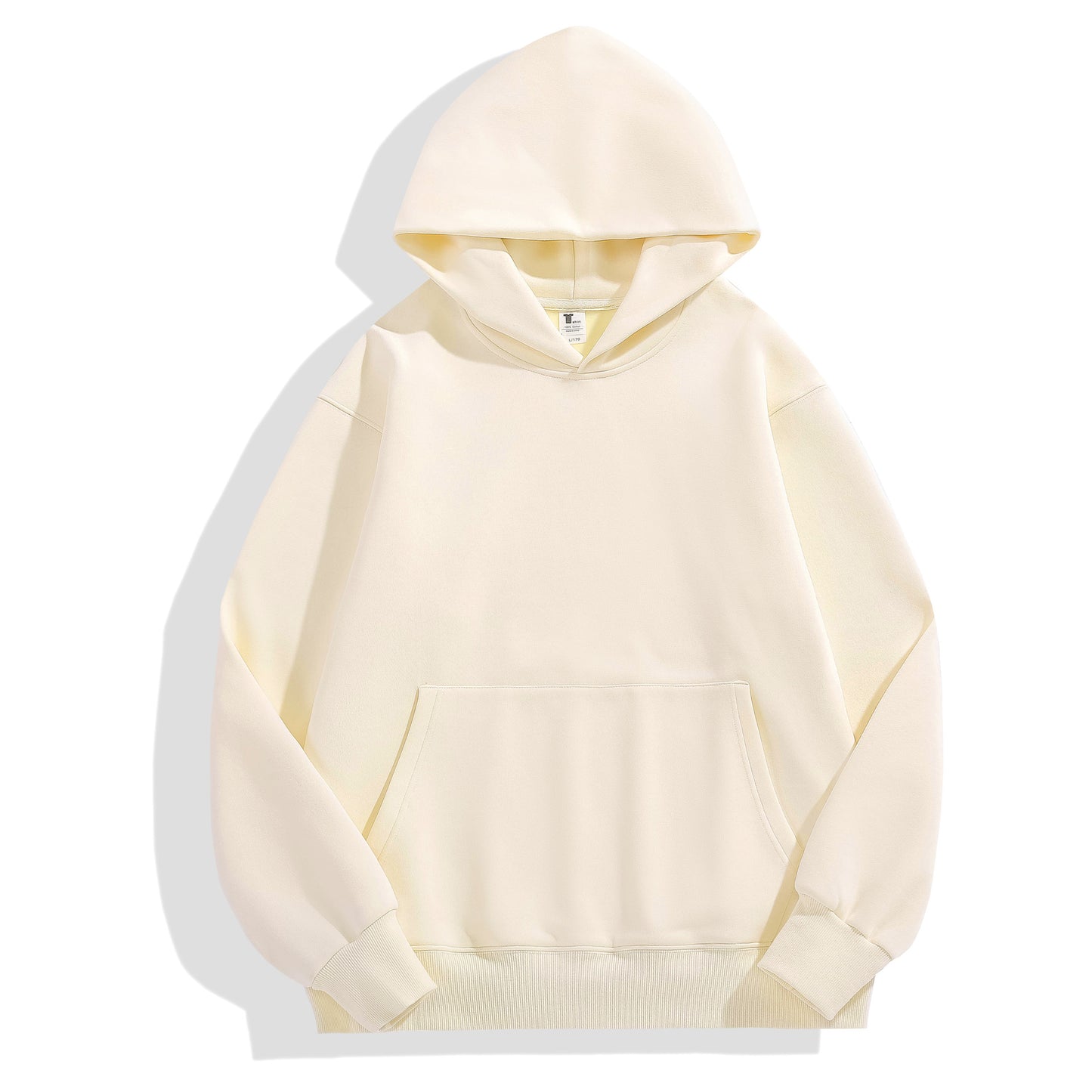 Hzori Retro Heavy 480G Cotton Velvet Padded Hooded Sweatshirt Men's Thickened Tight Polar Fleece Drop Shoulder Pullover Hoodie Women