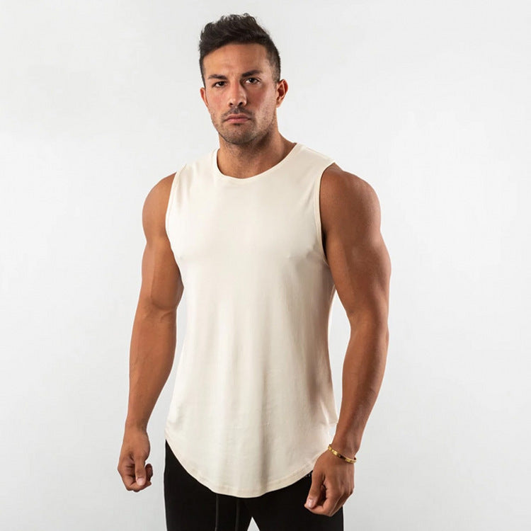 Hzori Candy Solid Color Sports Fitness Vest Men's Running Exercise Slim Black and White Sleeveless Waistcoat