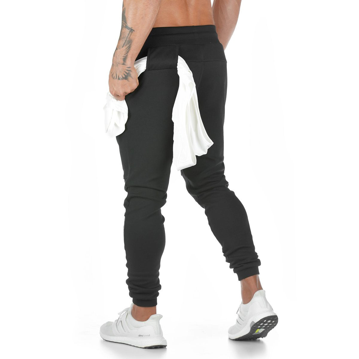 Hzori Brothers Sports Trousers Men's Solid Color Fitness Trousers Running Training Tappered Pants