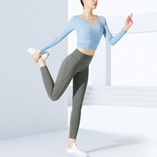 HZORI® | Bowknot Long Sleeve Top Yoga SportsPants Two-piece Set