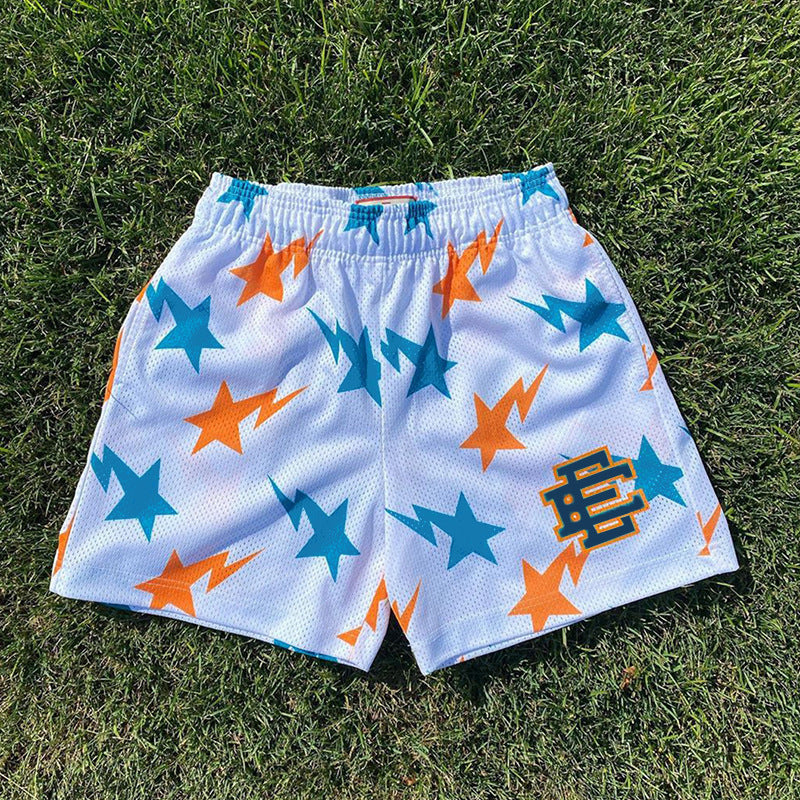 Hzori Casual Sports Shorts Men's Summer Mesh Breathable Knee Pants Beach Shorts