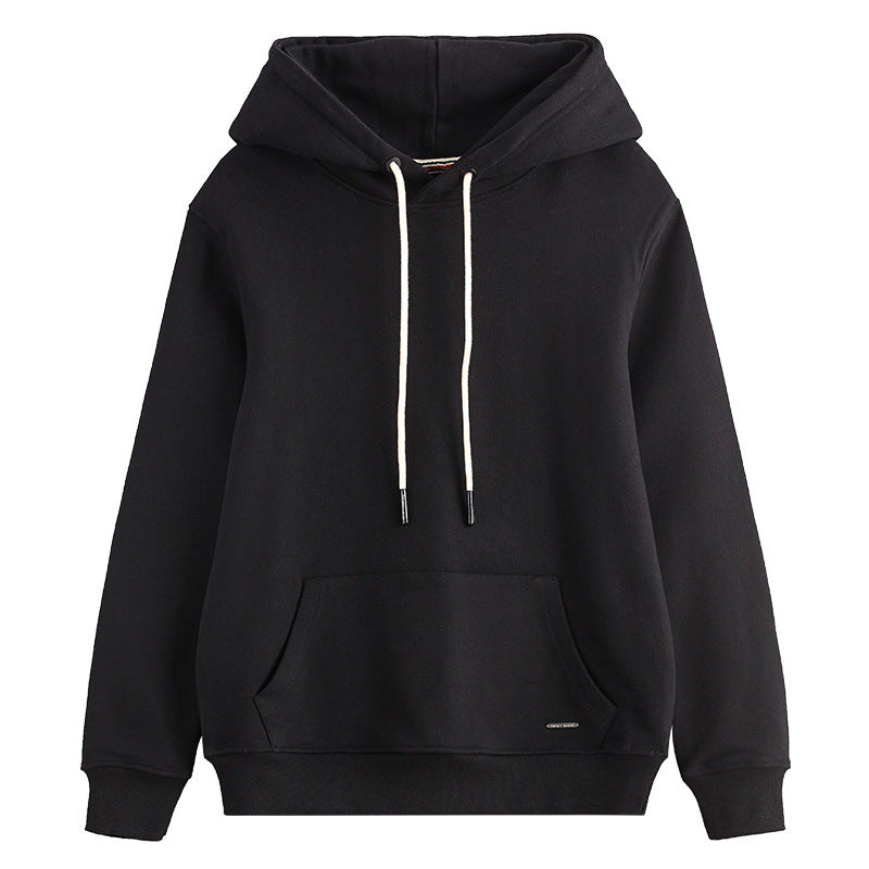 Hzori 470G Autumn and Winter Heavy and Thick Fleece-Lined Thickened Solid Color Retro Hooded Men and Women Couple Sweater Fashion