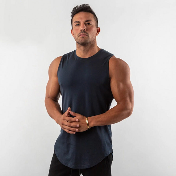 Hzori Candy Solid Color Sports Fitness Vest Men's Running Exercise Slim Black and White Sleeveless Waistcoat