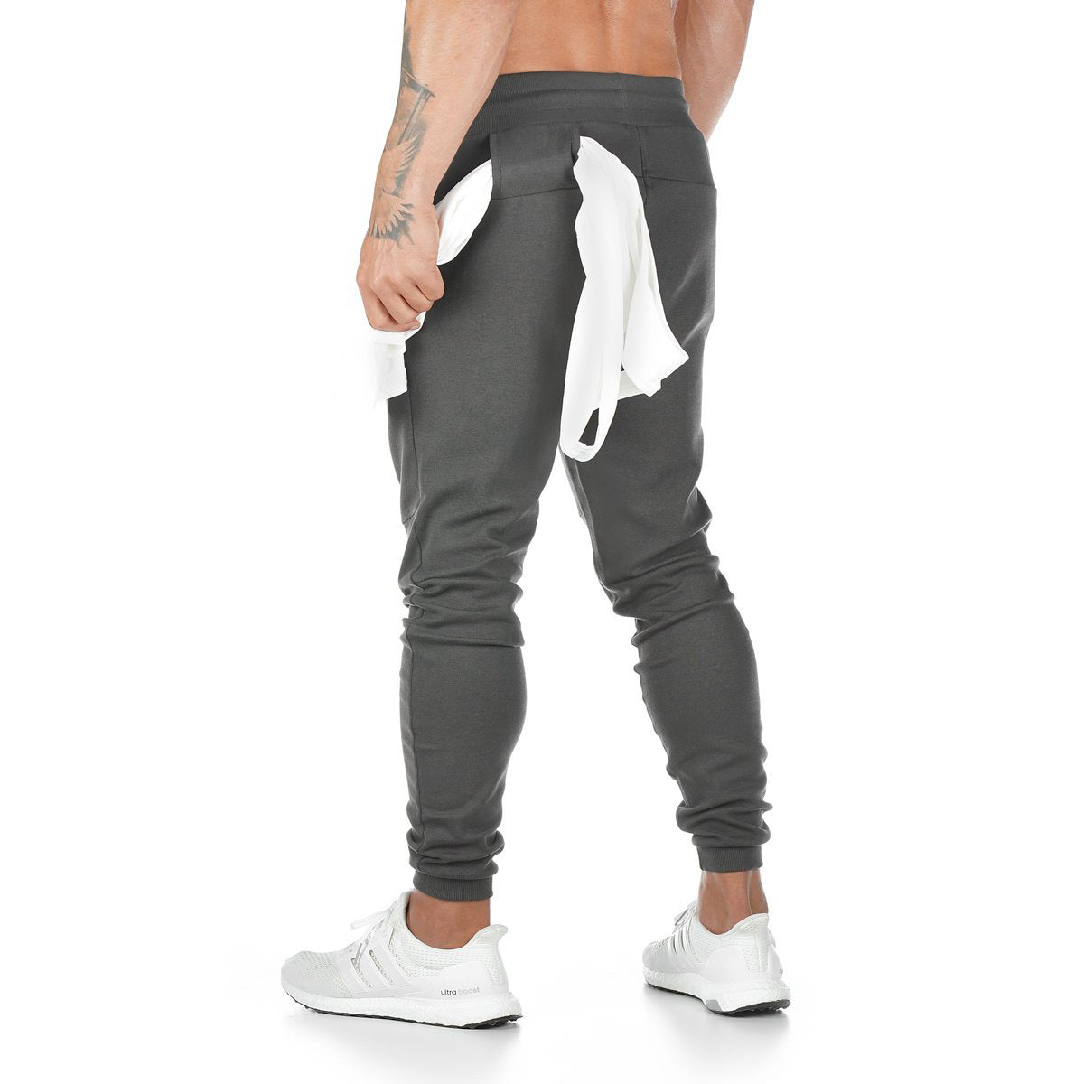 Hzori Brothers Sports Trousers Men's Solid Color Fitness Trousers Running Training Tappered Pants