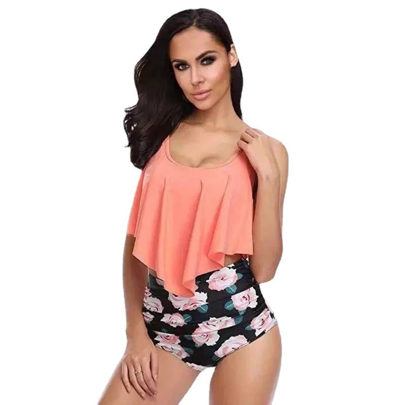 Hzori 2023 New Sexy Women's Lotus Leaf Bikini Swimsuit Swimwear