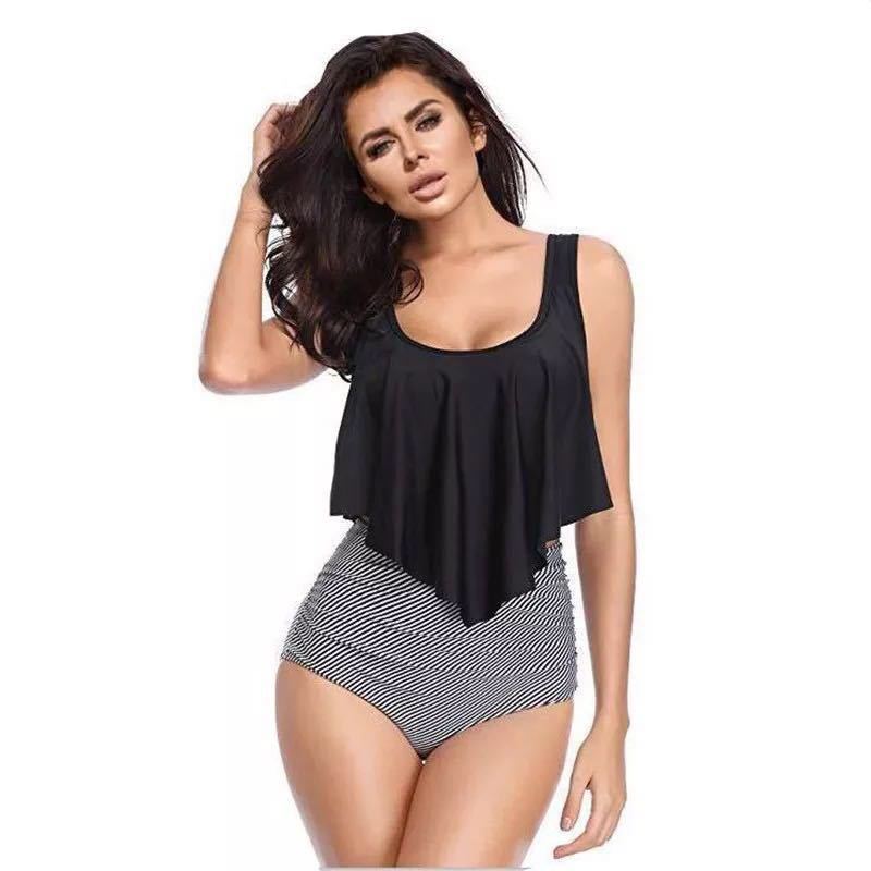 Hzori 2023 New Sexy Women's Lotus Leaf Bikini Swimsuit Swimwear