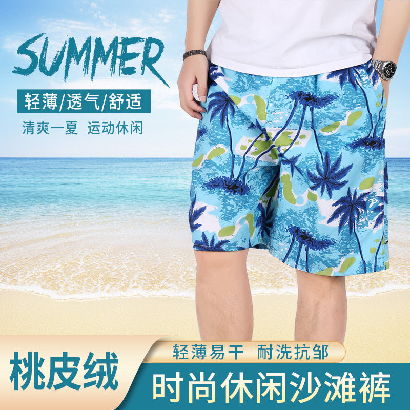 Hzori Beach Pants Men's Large Size Quick-Drying Loose Thin Men's Shorts Sports Casual Flower Pants