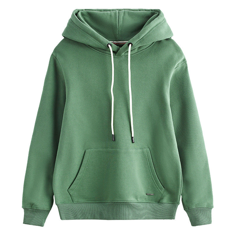 Hzori 470G Autumn and Winter Heavy and Thick Fleece-Lined Thickened Solid Color Retro Hooded Men and Women Couple Sweater Fashion