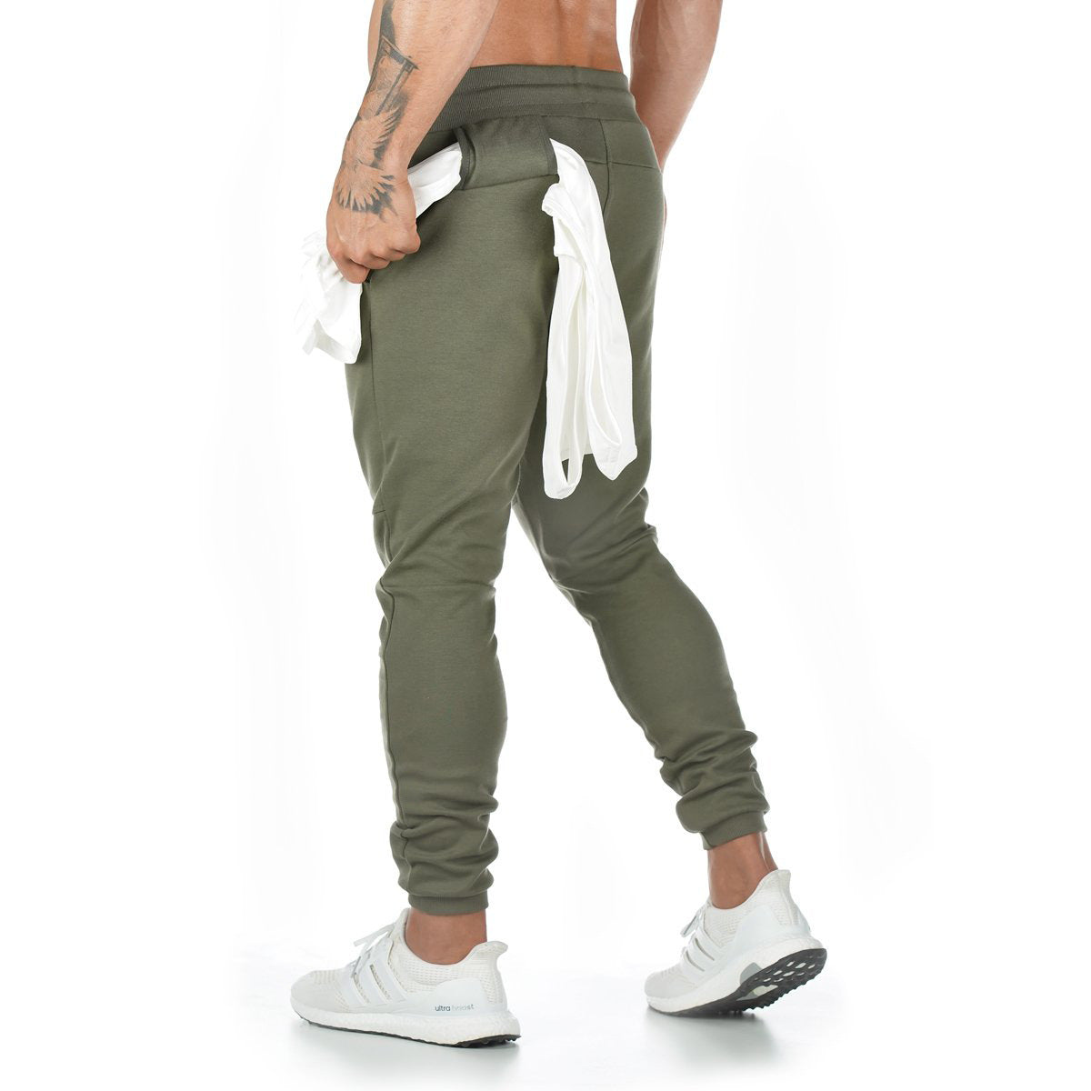 Hzori Brothers Sports Trousers Men's Solid Color Fitness Trousers Running Training Tappered Pants