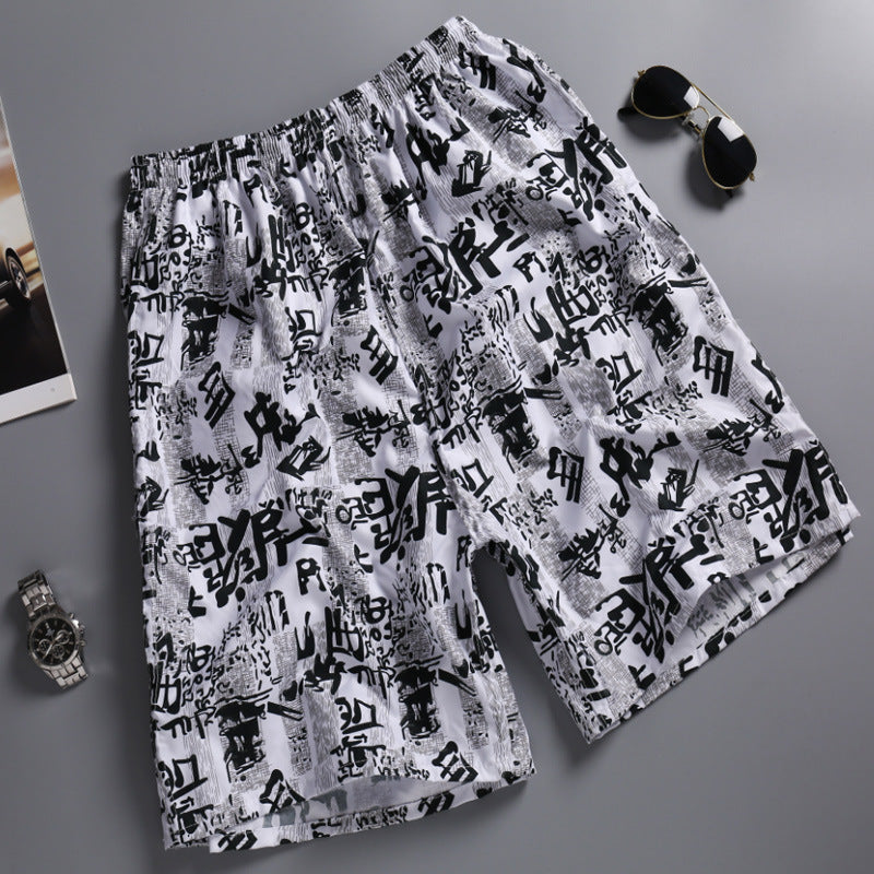 Hzori Beach Pants Men's Large Size Quick-Drying Loose Thin Men's Shorts Sports Casual Flower Pants