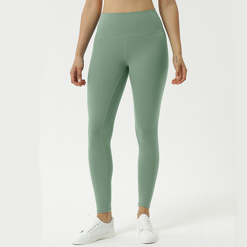 Hzori New Double-Sided Brushed Cloud Sense Yoga Pants Women's Sports Slim Fit Fitness Pants High Waist Nude Feel Yoga Ninth Pants