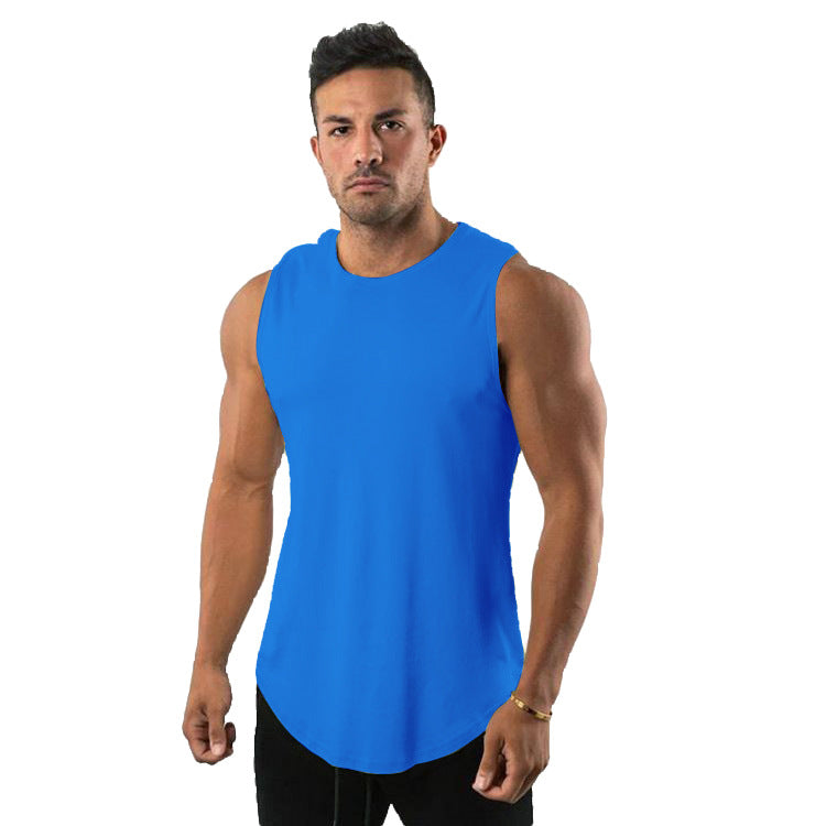 Hzori Candy Solid Color Sports Fitness Vest Men's Running Exercise Slim Black and White Sleeveless Waistcoat