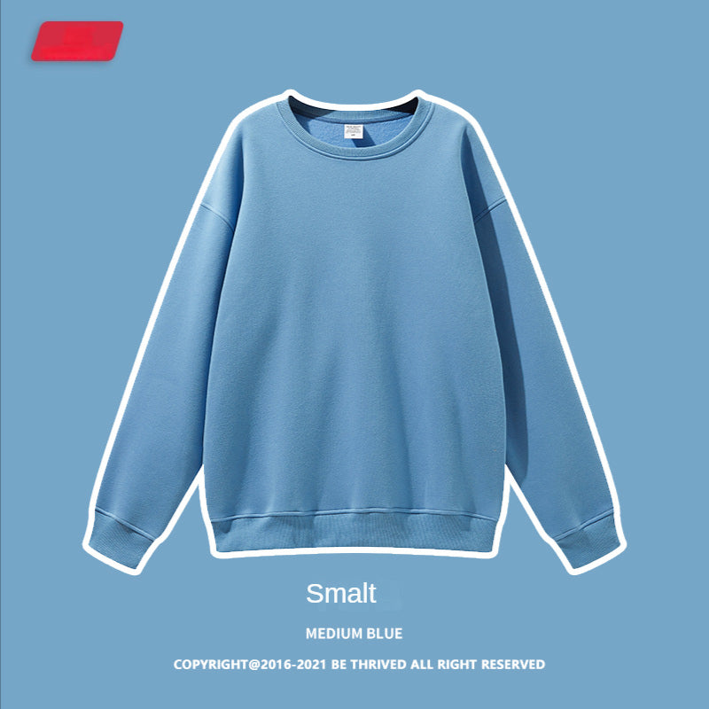 Hzori 2023 Autumn and Winter New Fashion Brand Casual Loose 345G Velvet Solid Color round Neck Men's Sweater