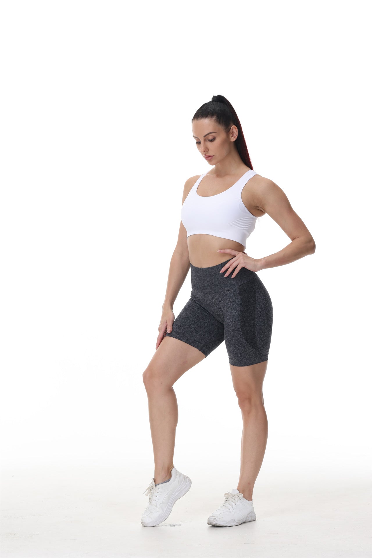 Hzori Hip Smiley Face Hip Pants Side Crescent Fitness Shorts Three-Point Smile Pants Yoga Shorts