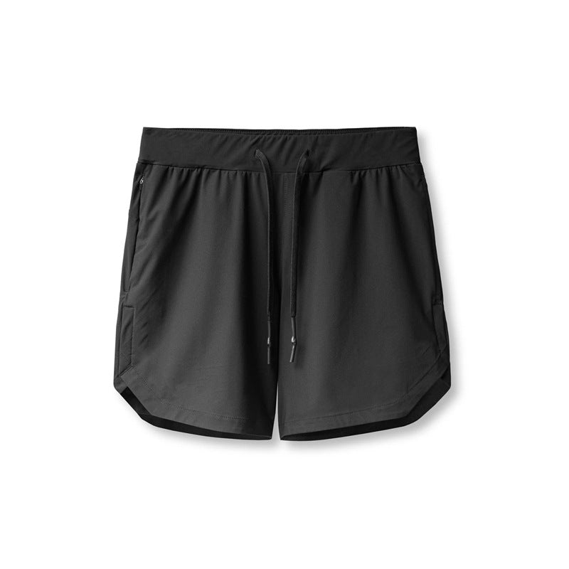 Hzori Muscle Men's Shorts Single Layer Woven Quick-Drying Solid Color Running Fitness Sports Leisure Fifth Pants