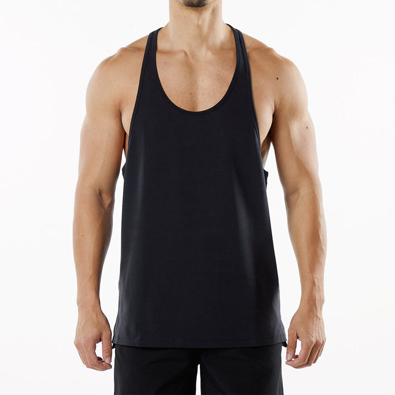 Hzori New Muscle Workout round Neck Vest Cotton Men's Sports Leisure plus Size Breathable I-Shaped Vest Summer