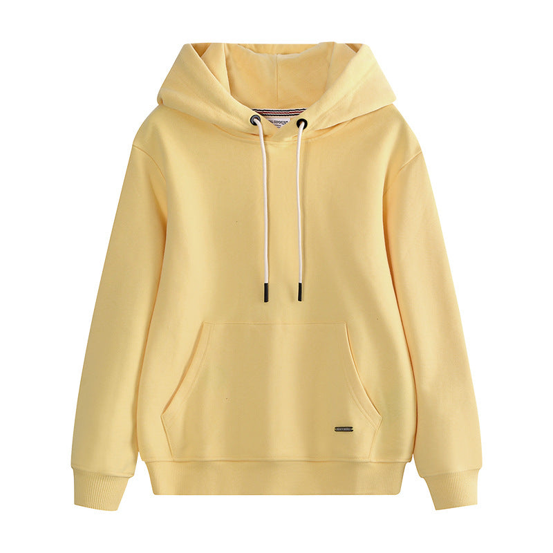 Hzori 470G Autumn and Winter Heavy and Thick Fleece-Lined Thickened Solid Color Retro Hooded Men and Women Couple Sweater Fashion