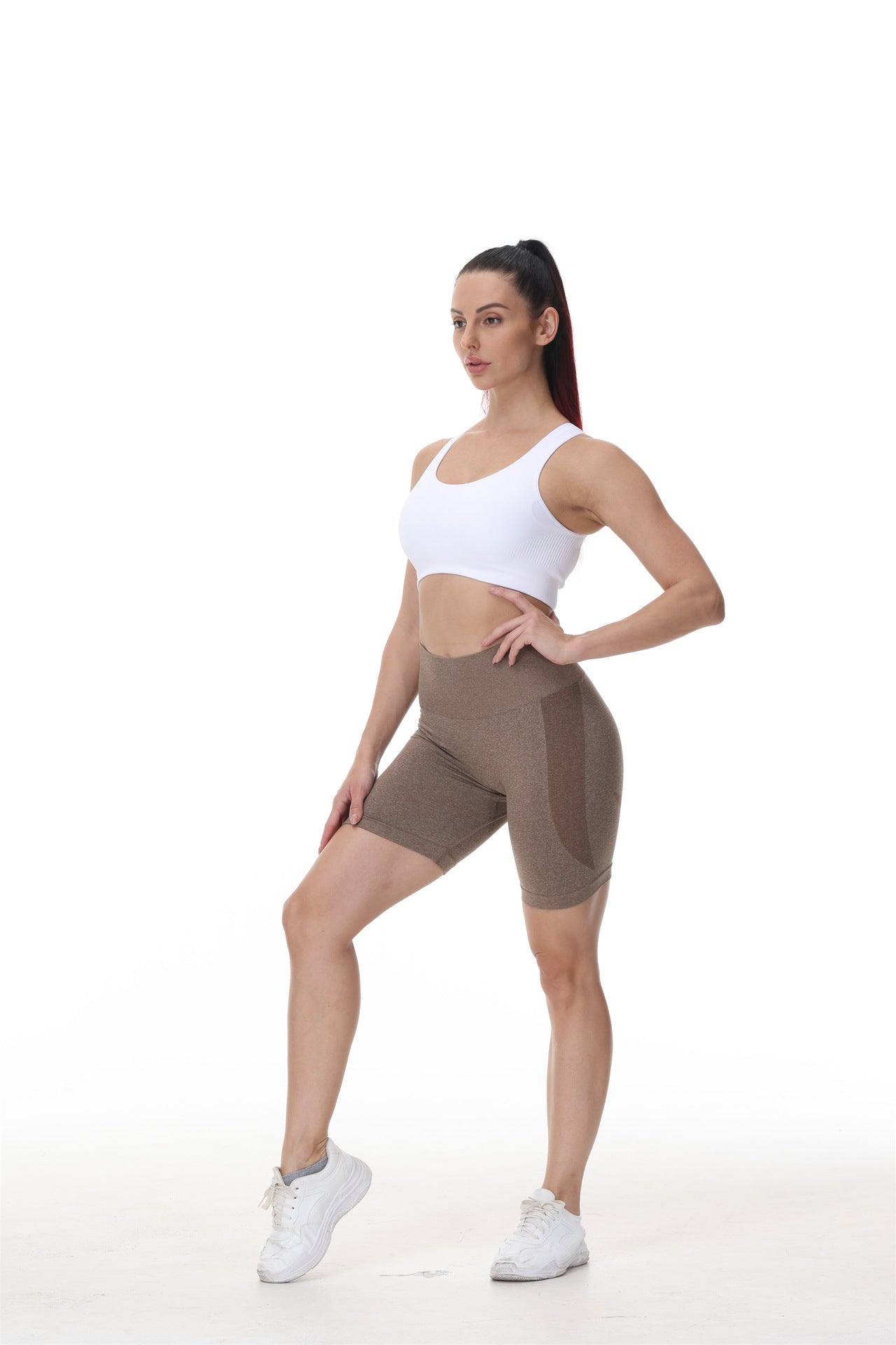 Hzori Hip Smiley Face Hip Pants Side Crescent Fitness Shorts Three-Point Smile Pants Yoga Shorts