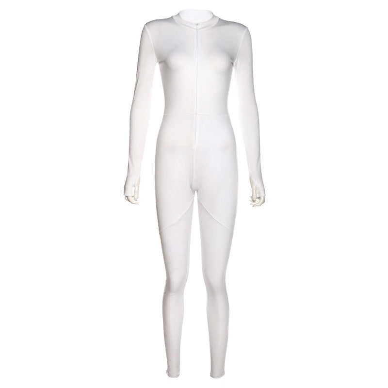 Hzori New Women's Clothing Slim Fit Bodysuit Solid Color Sexy Slim Sports Jumpsuit