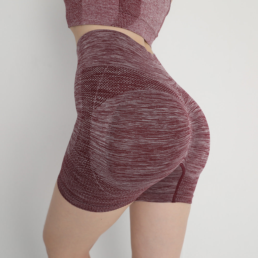 Hzori Seamless Peach Hip Fitness Yoga Pants Women's High Waist Hip Lift Belly Contracting and Close-Fitting Sports Quick-Drying Base Short Shorts