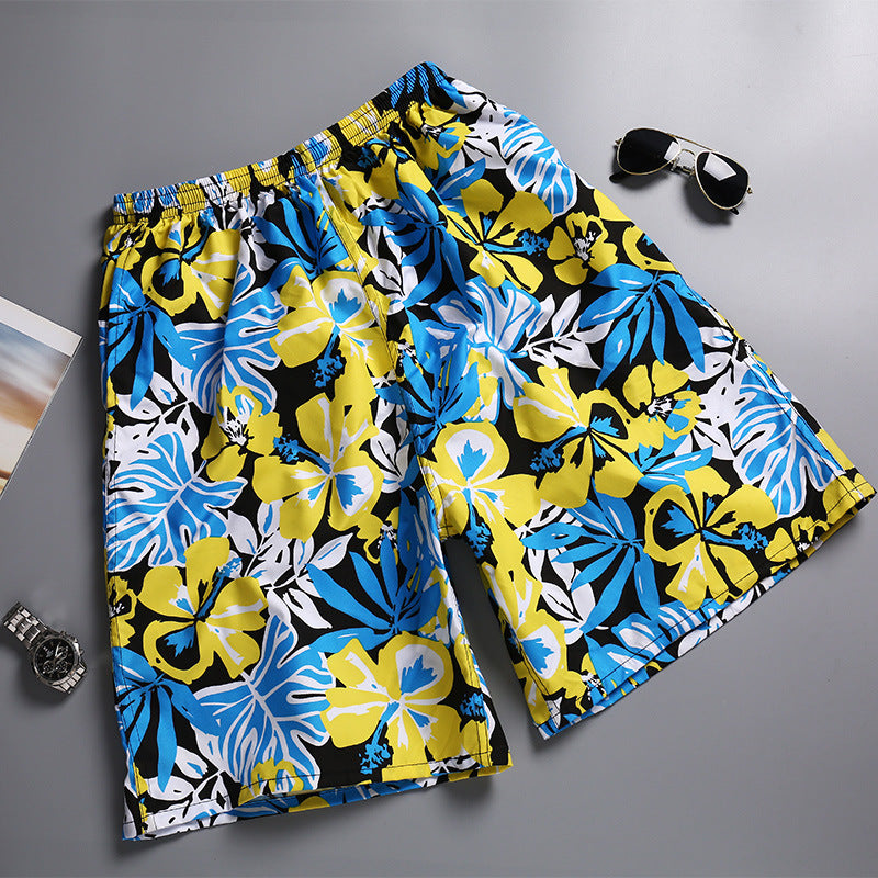 Hzori Beach Pants Men's Large Size Quick-Drying Loose Thin Men's Shorts Sports Casual Flower Pants