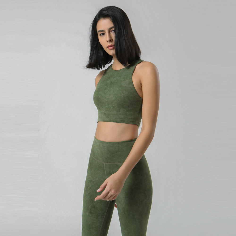 Hzori Nude Feel High Waist Workout Set Outdoor Beauty Back Leisure Suit