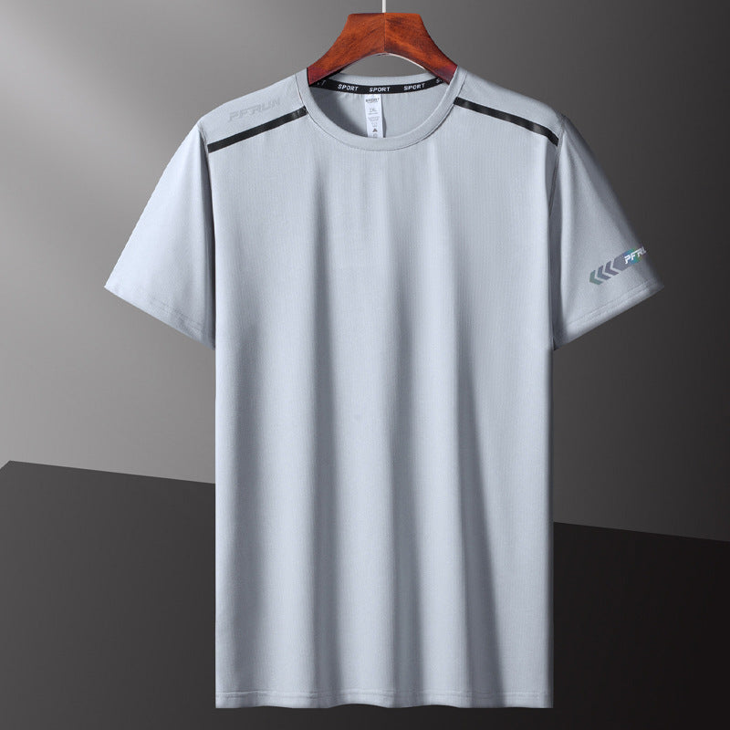 Hzori 2023 New Sports Short Sleeve Men's Summer Ice Cooling Quick Drying Clothes Men's Fitness Running Leisure Quick-Drying T-shirt
