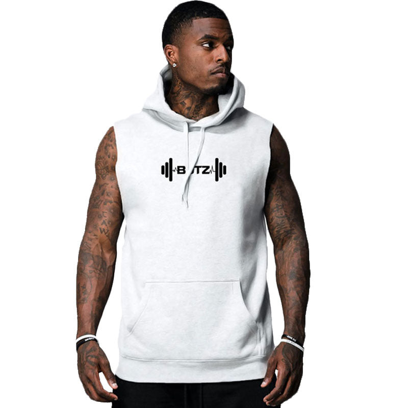 Hzori Muscle Blank Sports Hooded Vest Men's Brothers Casual Fitness Vest Running Training Clothing