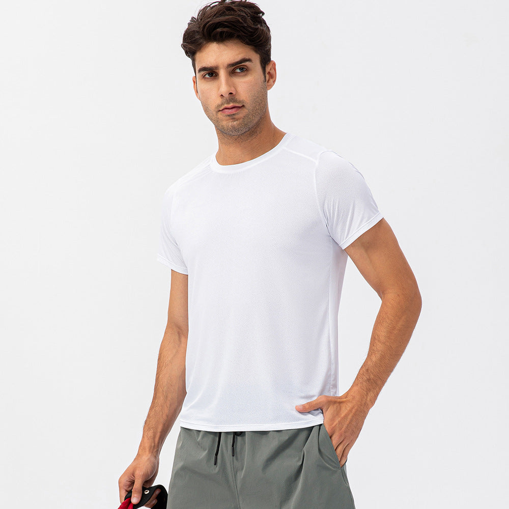 Hzori Spring/Summer Men's Loose Running Quick Drying Clothes round Neck T-shirt Sweat-Absorbent Breathable Fitness Sports Casual Short Sleeve Clothes