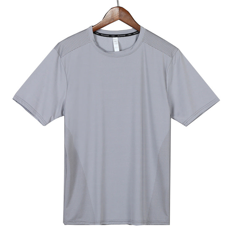 Hzori Short-Sleeved Polo Shirt Quick Drying Clothes Men's Sports and Leisure Running T-shirt Basketball Training Wear Ice Silk Top