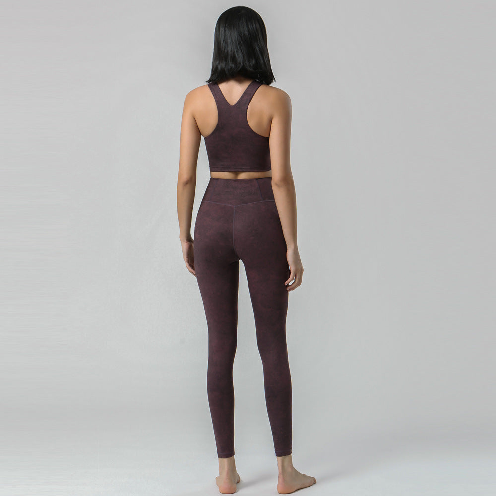 Hzori Nude Feel High Waist Workout Set Outdoor Beauty Back Leisure Suit
