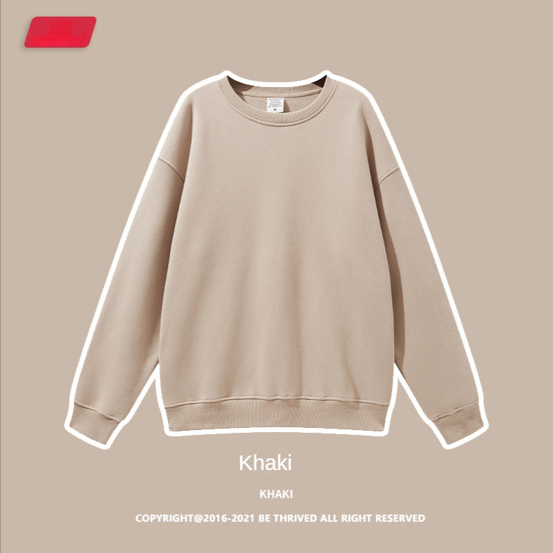 Hzori 2023 Autumn and Winter New Fashion Brand Casual Loose 345G Velvet Solid Color round Neck Men's Sweater