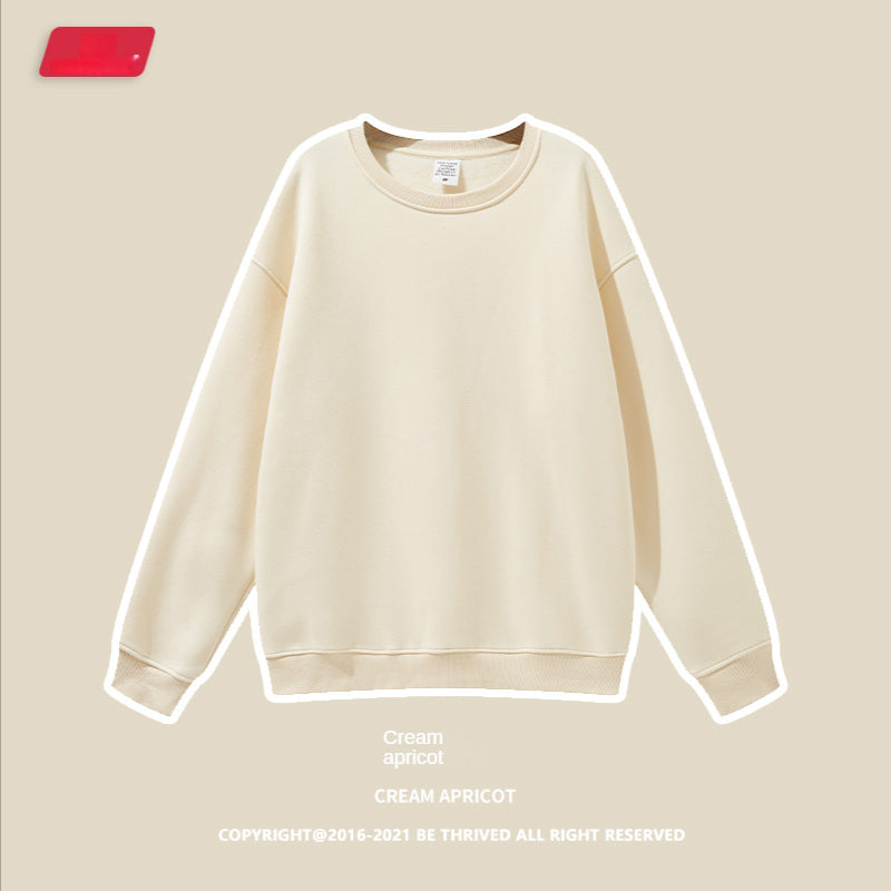 Hzori 2023 Autumn and Winter New Fashion Brand Casual Loose 345G Velvet Solid Color round Neck Men's Sweater
