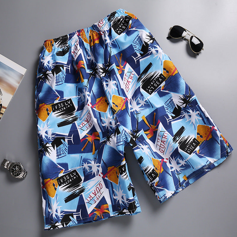 Hzori Beach Pants Men's Large Size Quick-Drying Loose Thin Men's Shorts Sports Casual Flower Pants