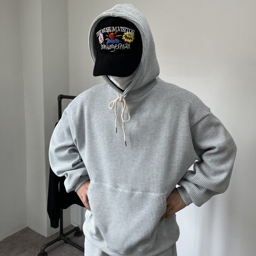 Hzori Loose Trendy Sports Suit Men's Autumn Loose Hooded Fleece and Shorts Running Workout Training Clothes