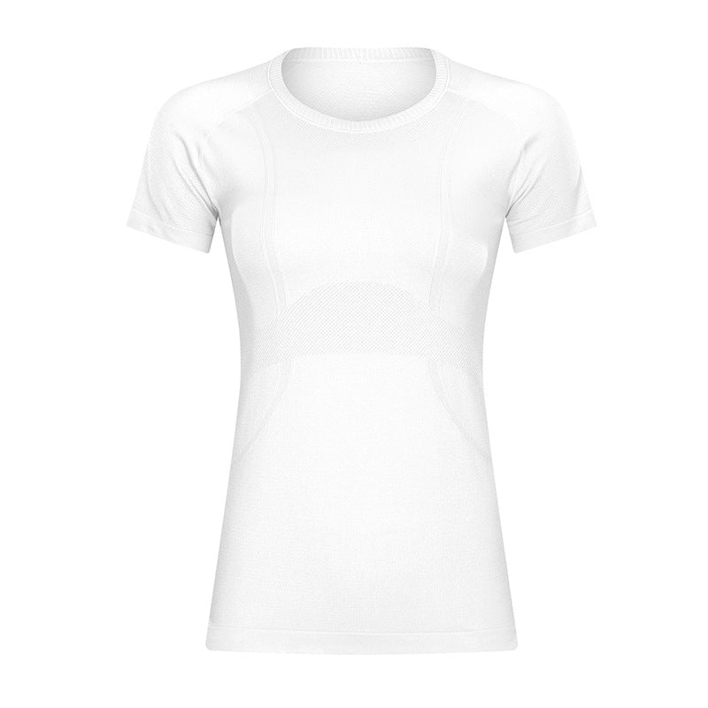 Hzori Spring/Summer New Nude Feel round Neck Yoga Clothing Top Lightweight Breathable Sports T-shirt Running Fitness Yoga Short Sleeve