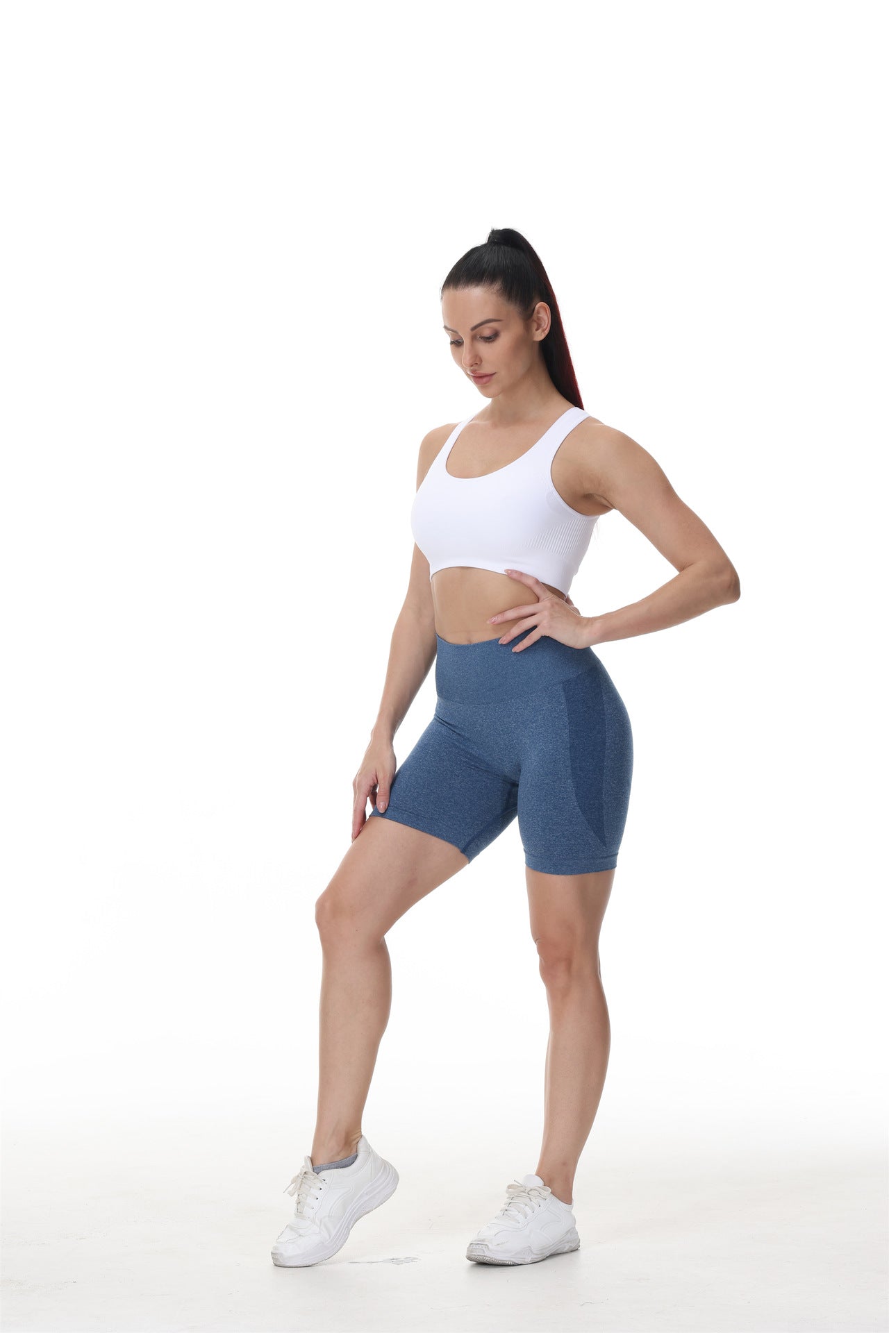 Hzori Hip Smiley Face Hip Pants Side Crescent Fitness Shorts Three-Point Smile Pants Yoga Shorts