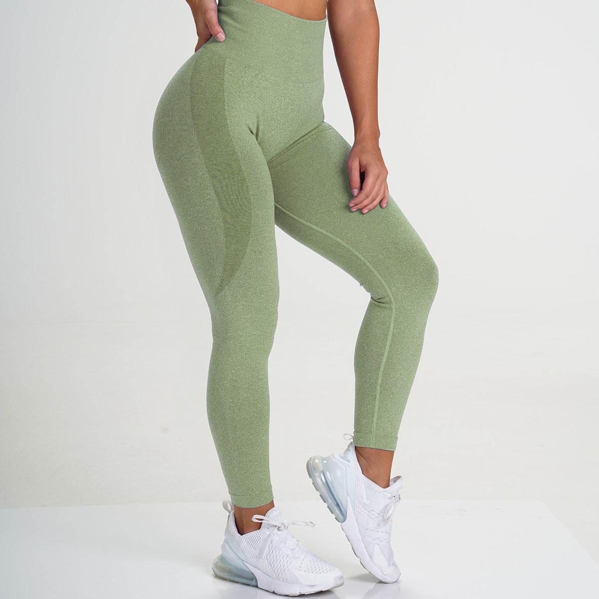 Hzori European and American Seamless Knitted Small Crescent Breathable Quick-Drying Fitness Pants High Waist Peach Hip Tight Stretch Hip Lift Yoga Pants