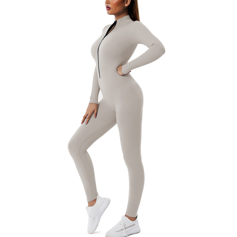 Hzori Quick-Drying Seamless Fall/Winter Yoga Wear Long-Sleeved Sports Suit Dance Yoga Fitness Suit One-Piece Skinny Yoga Pants Women