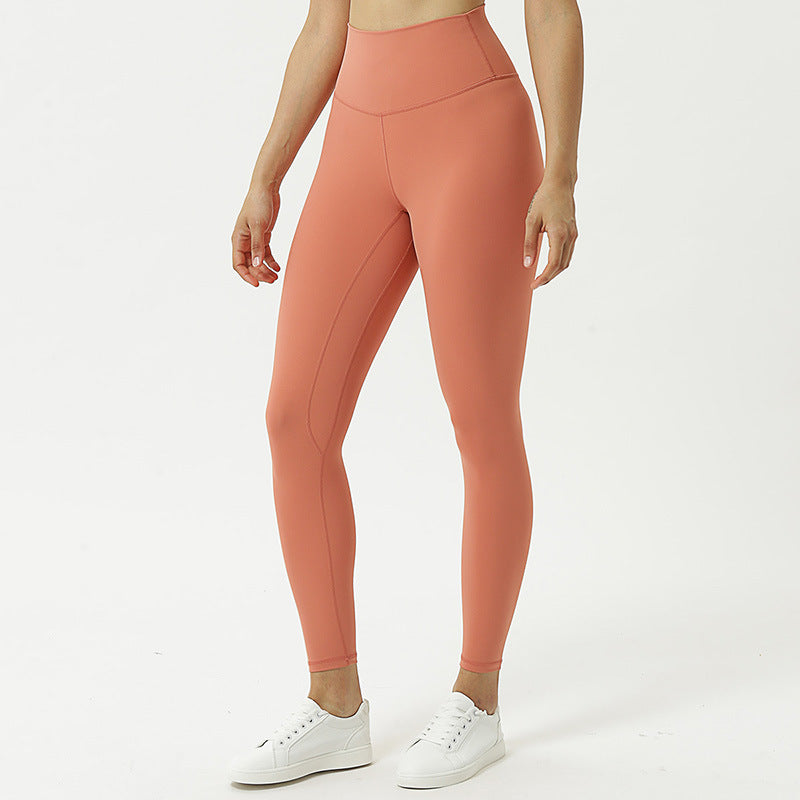 Hzori New Double-Sided Brushed Cloud Sense Yoga Pants Women's Sports Slim Fit Fitness Pants High Waist Nude Feel Yoga Ninth Pants