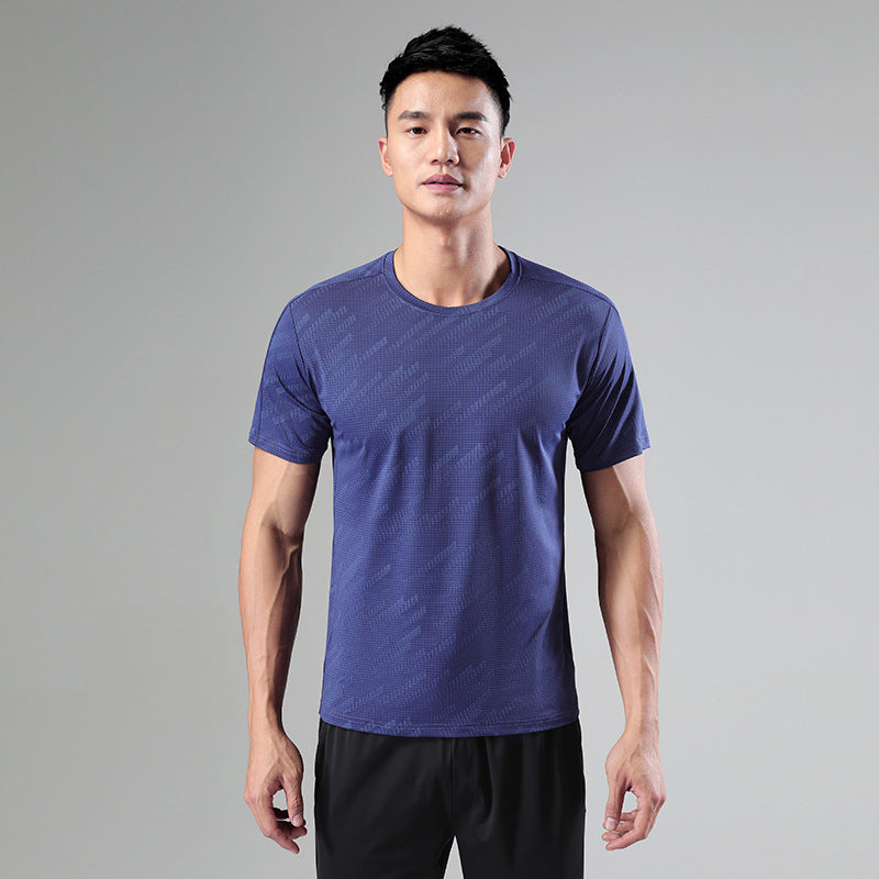 Hzori 2023 Meteor Shower Sports T-shirt Men's Summer Nylon Ice Silk Short Sleeve Men's Fitness Cool Running Quick Drying Clothes Men's