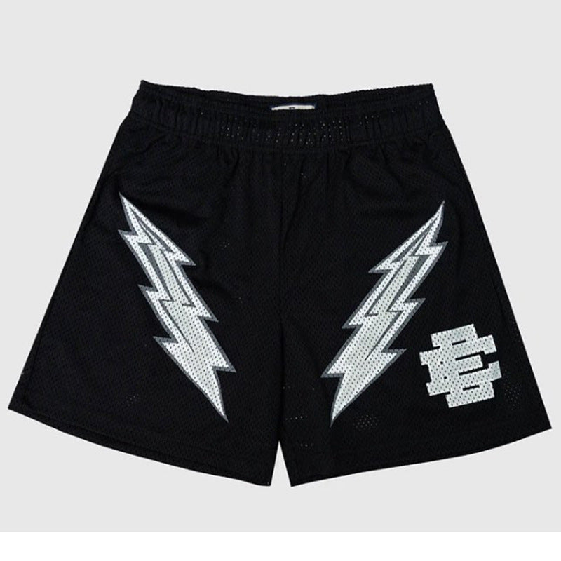 Hzori EE Casual Shorts Men's Muscle Workout Sports Short-Length Pants Mesh Breathable and Loose below the Knee