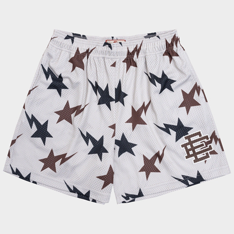 Hzori Casual Sports Shorts Men's Summer Mesh Breathable Knee Pants Beach Shorts